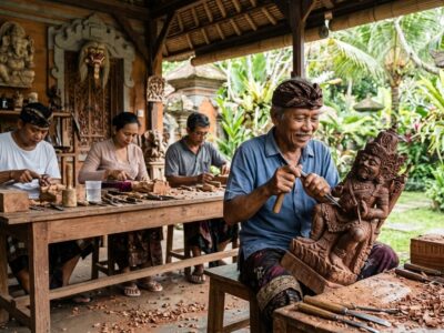 Wood carving class Bali