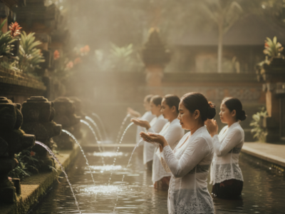 Tirta Empul Holy Spring Purification — illustrative AI-generated image (Gemini)