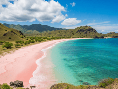 Pink Beach Komodo with pink sand and turquoise water